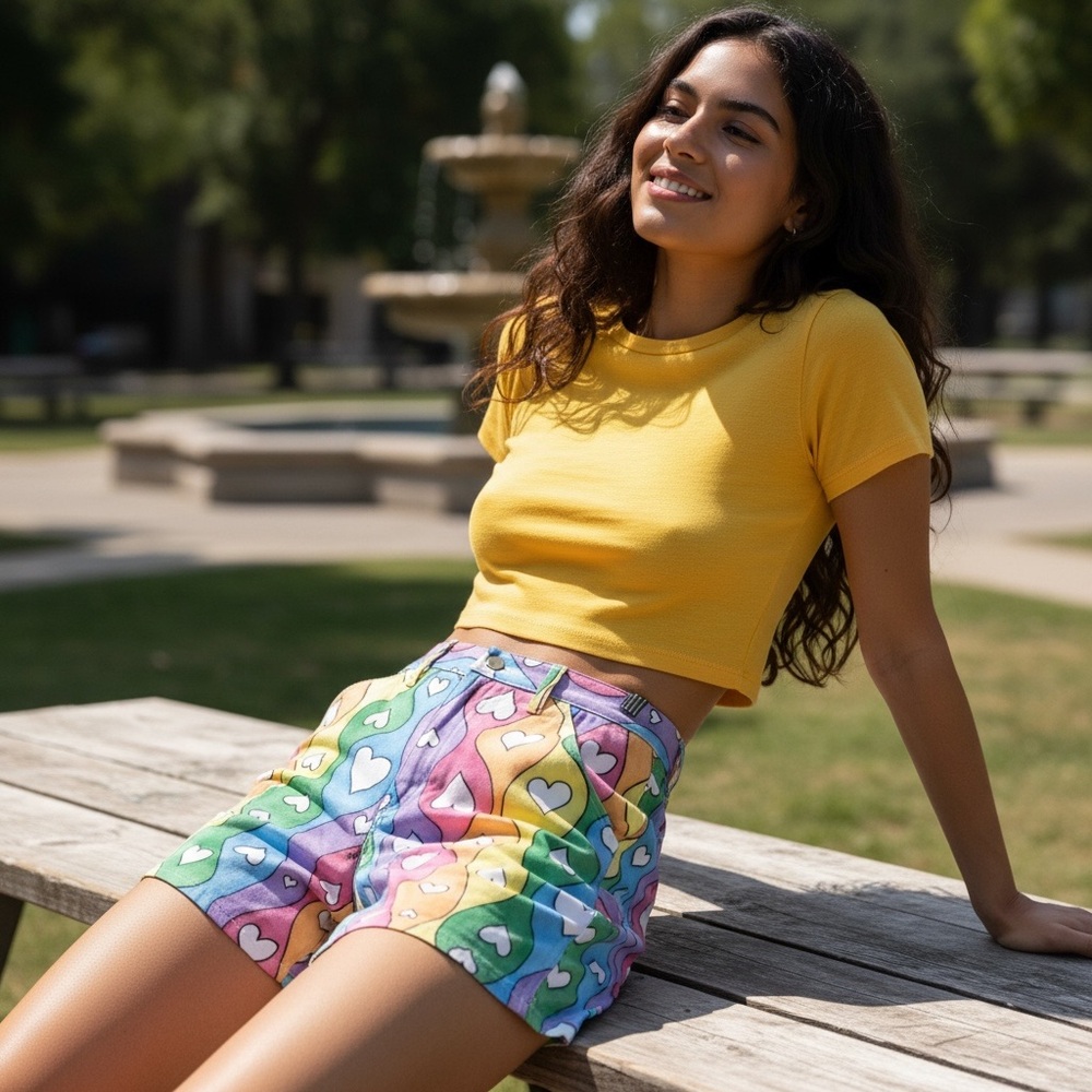Keith Kelly Rainbow‎ Pride Canvas Shorts size S